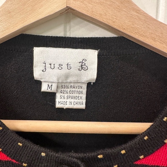 Vintage Just B Beaded Embroidered Floral Cardigan Sweater M - Picture 2 of 9